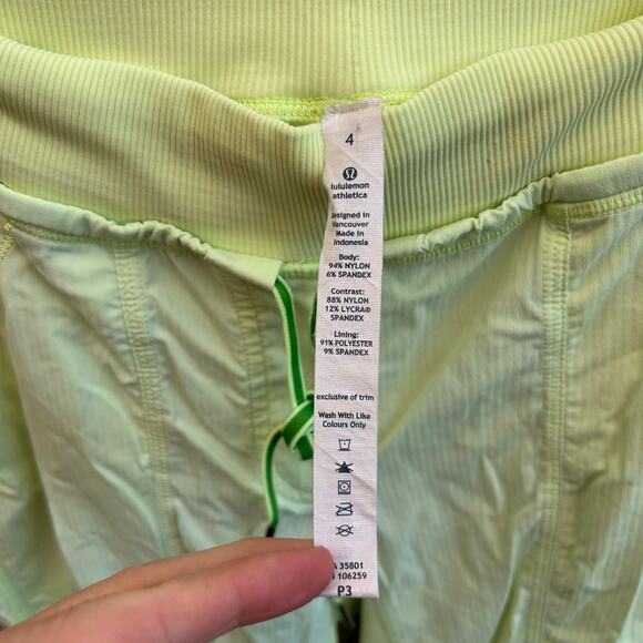 Lululemon Size 4 Street to Studio Crop Drawstring Pants Neon Yellow Pockets - Picture 3 of 6